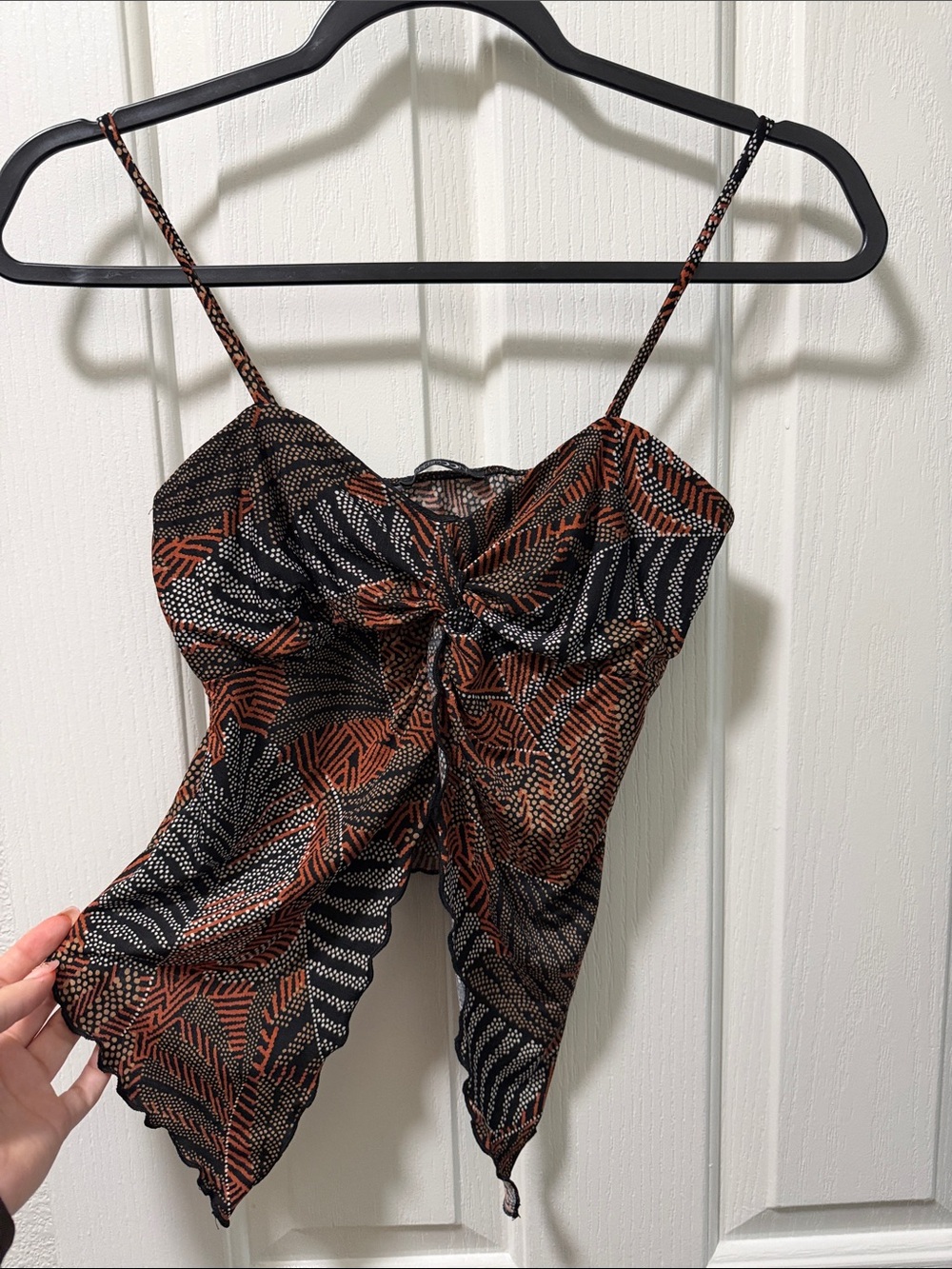 Black & Rust Patterned Spaghetti Strap Top